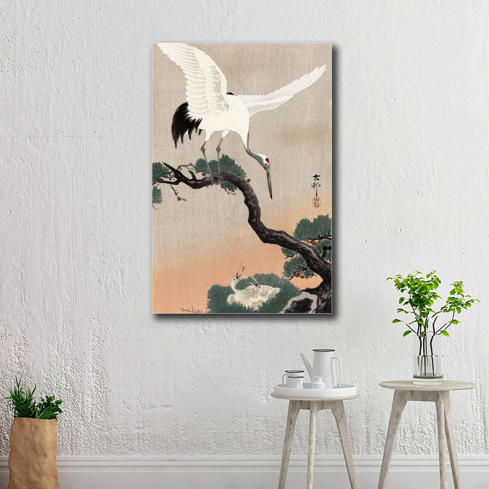 Amazon.com: YX Tide Poster Wall Art Print Japanese crane on pine